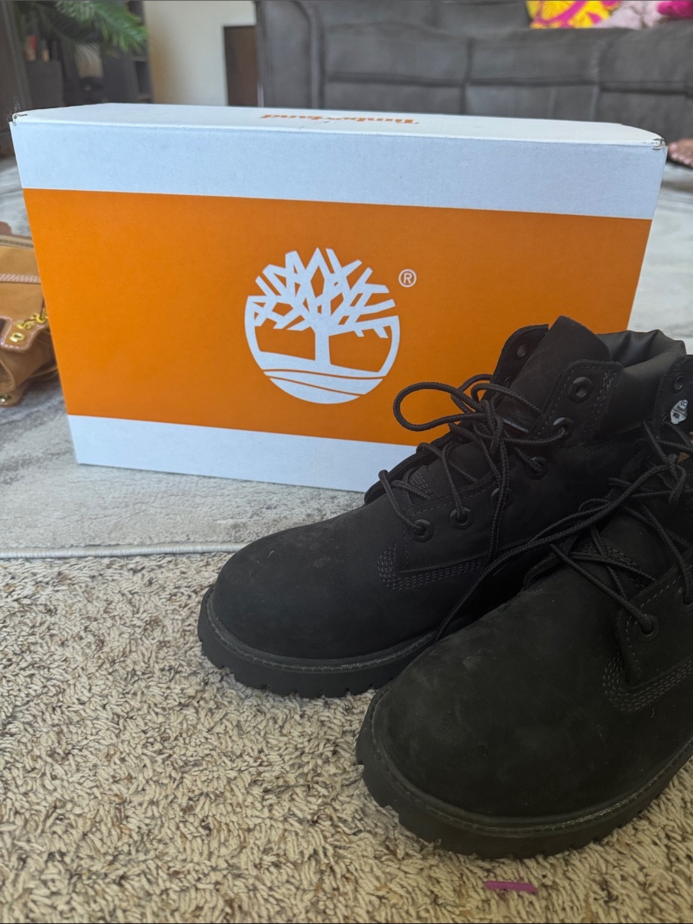 Timberland Kids Black Lace-Up Nubuck Ankle Boots